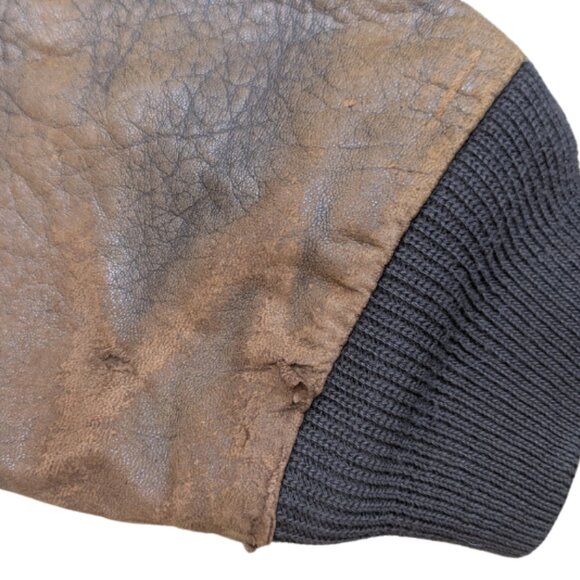 Vintage 1987 Avirex Flying Tiger Brown Leather Bomber Jacket Mens L - Picture 8 of 14